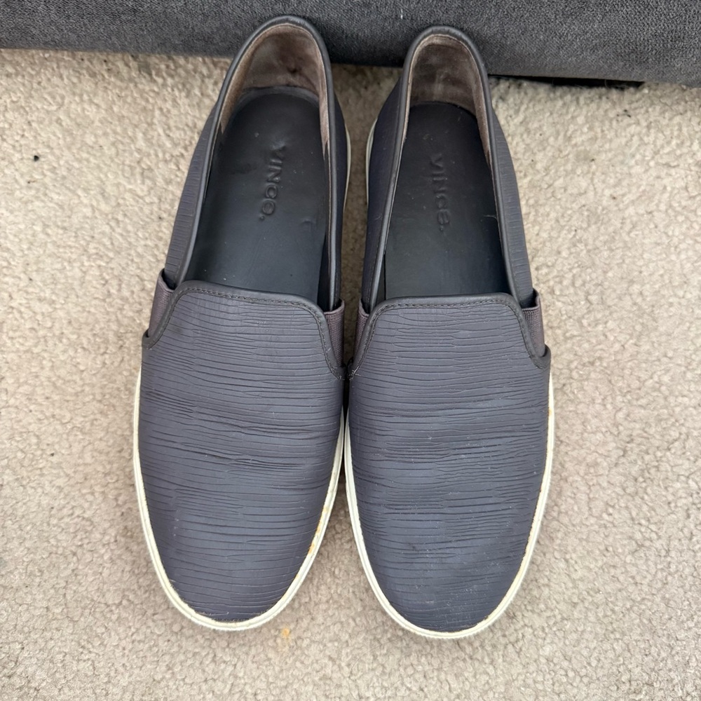 Vince Charcoal Slip-On Loafers